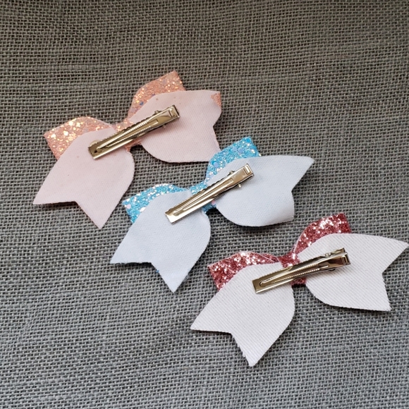 🧡Pink&Blue Glitter Bows - Picture 3 of 8